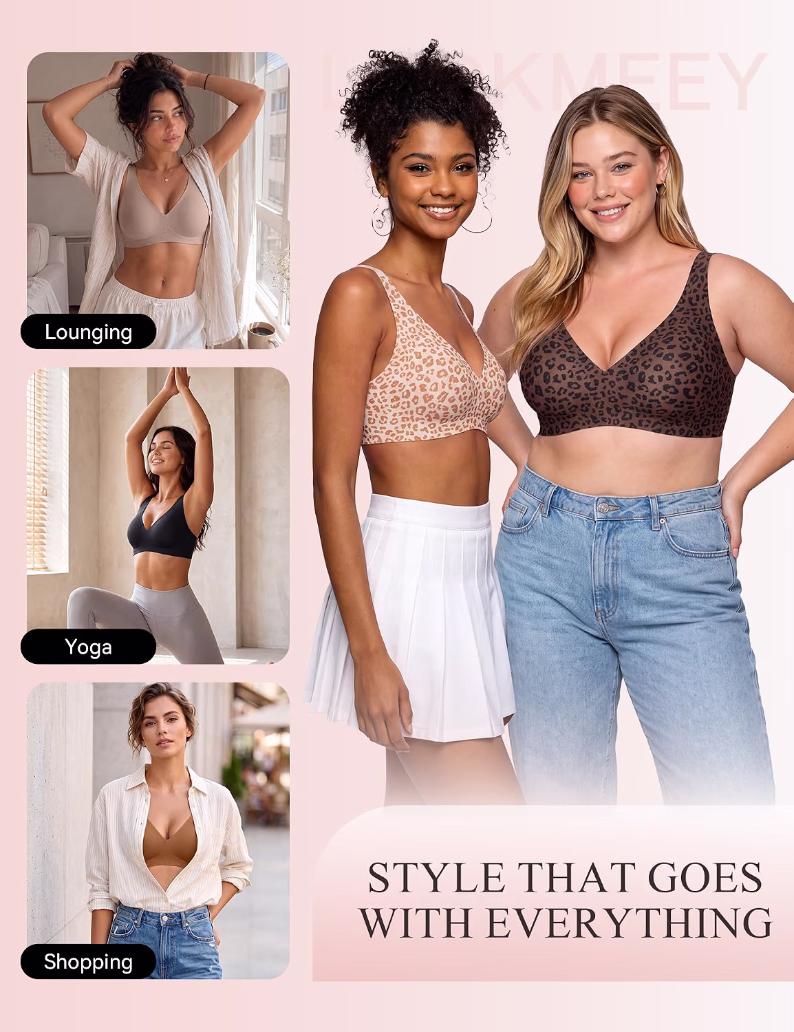 LUCKMEEY Deep V Wireless Push Up Plunge Bra — image 6