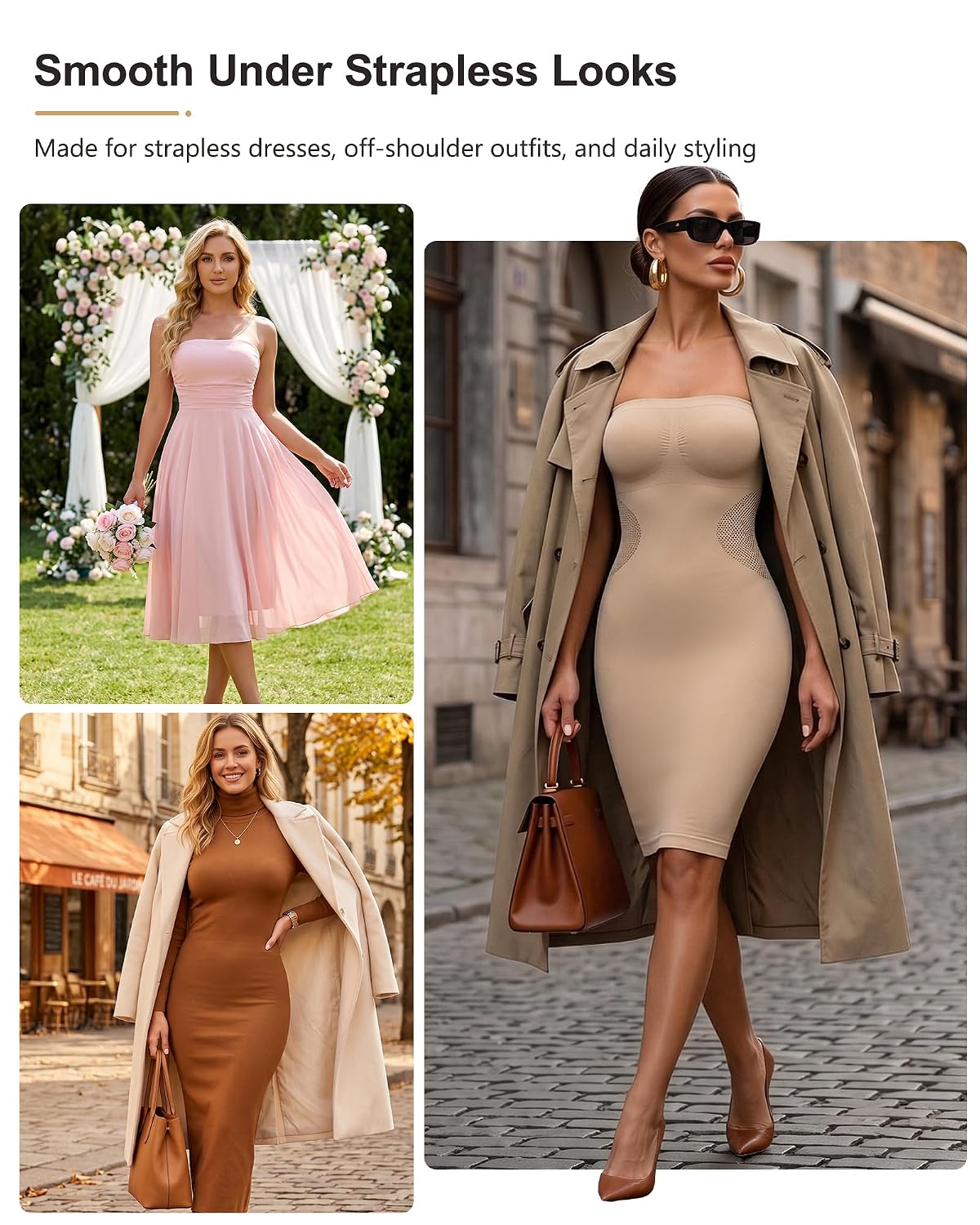 AOSIMANNA Strapless Knee-Length Shapewear Slip Dress — image 5