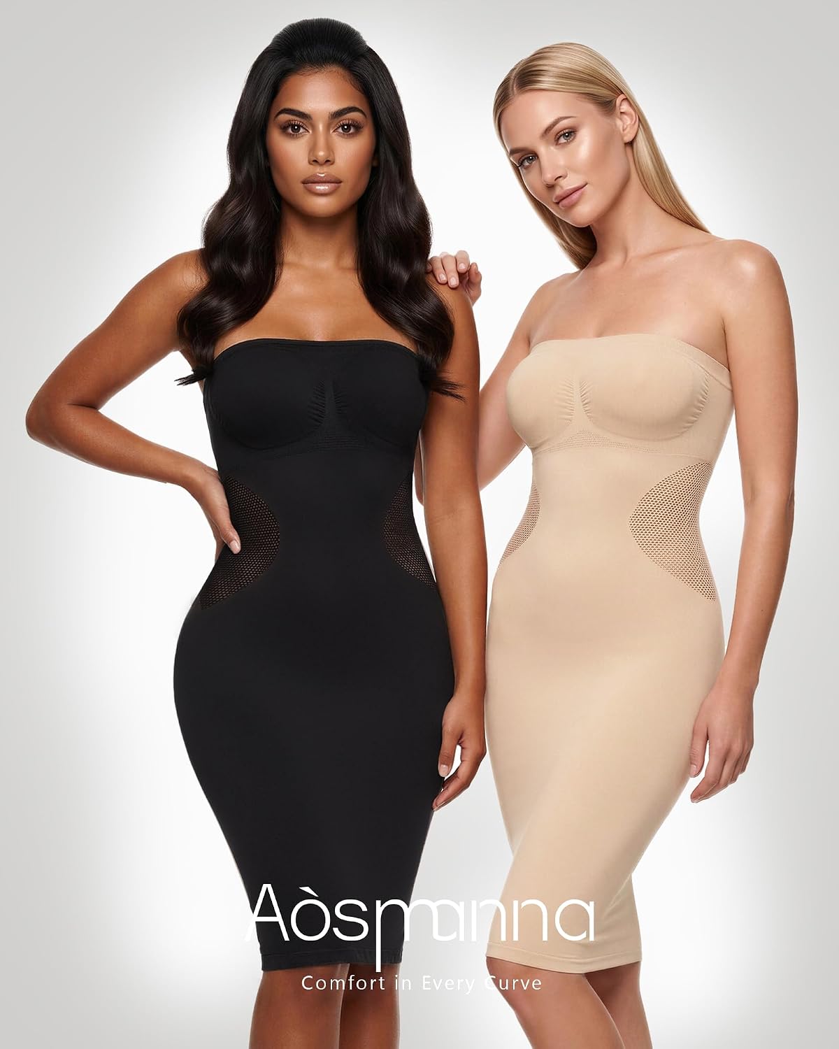 AOSIMANNA Strapless Knee-Length Shapewear Slip Dress — image 7