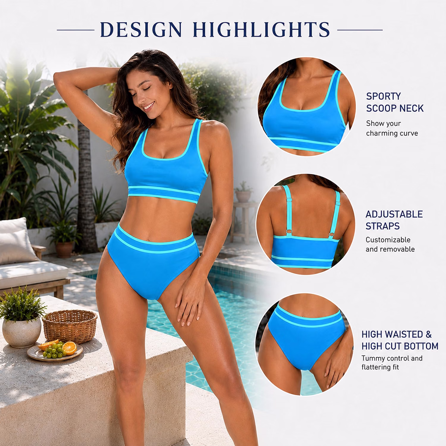 SOISAI Women's Sporty High Waisted Bikini Set — image 4