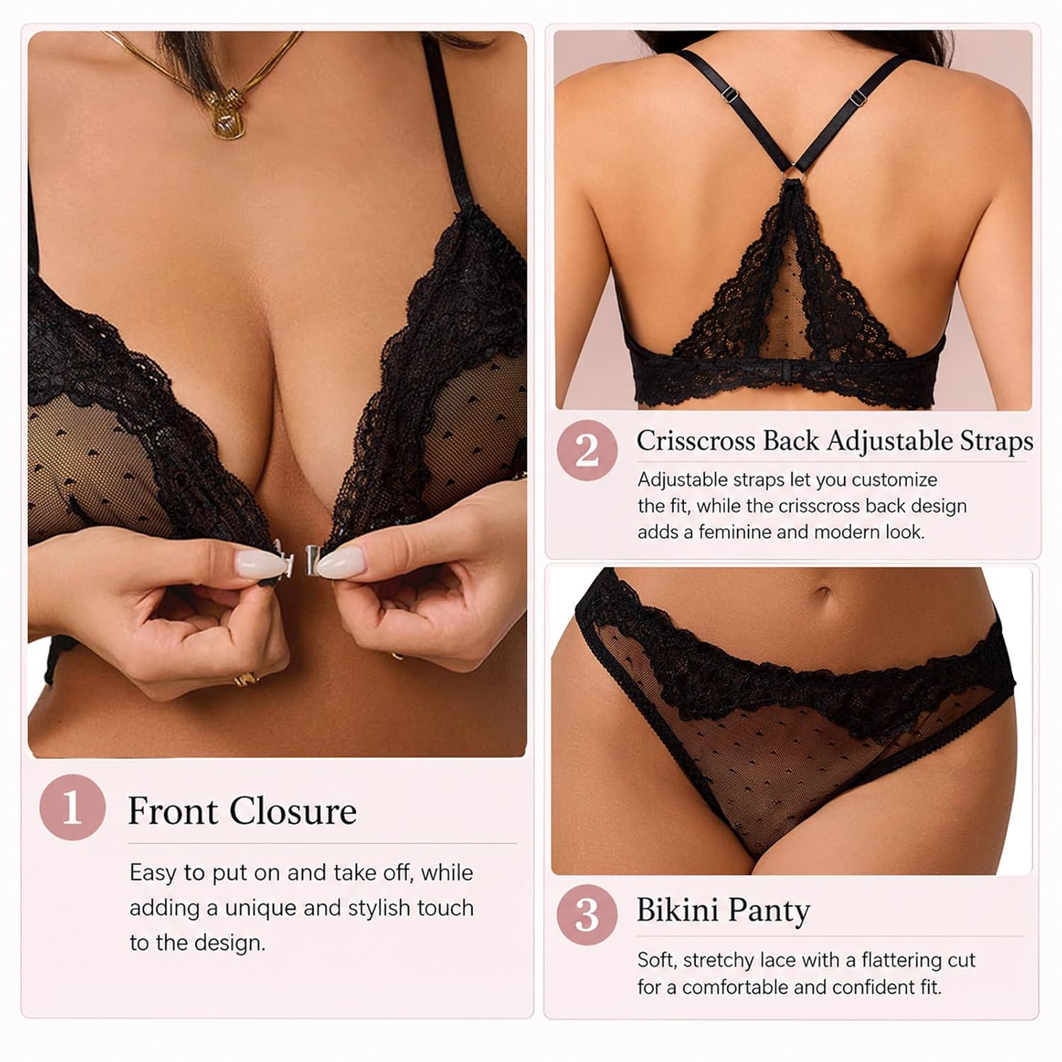 Kolagri Lace Front Closure Lingerie Set — image 4
