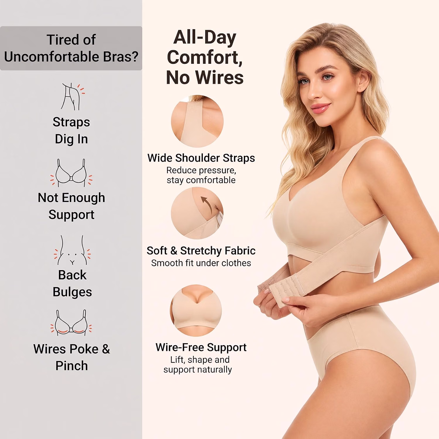 PoseFree Wireless Cross-Back Posture Support Bra — image 3