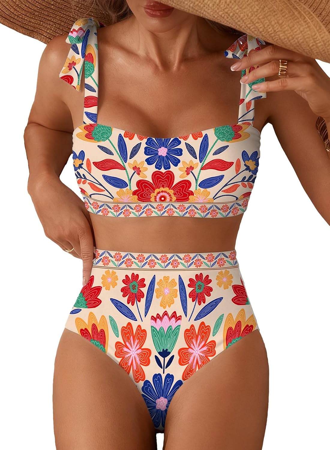 Herseas Tie Shoulder High Waisted Bikini Set — image 8