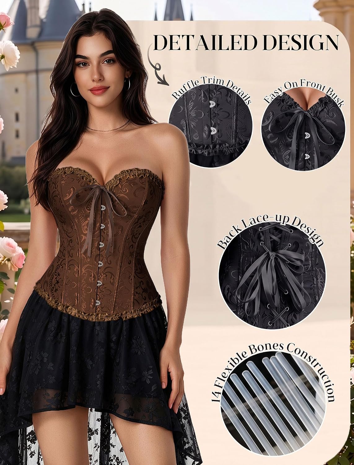 Avidlove Women's Overbust Lace-Up Bustier — image 5