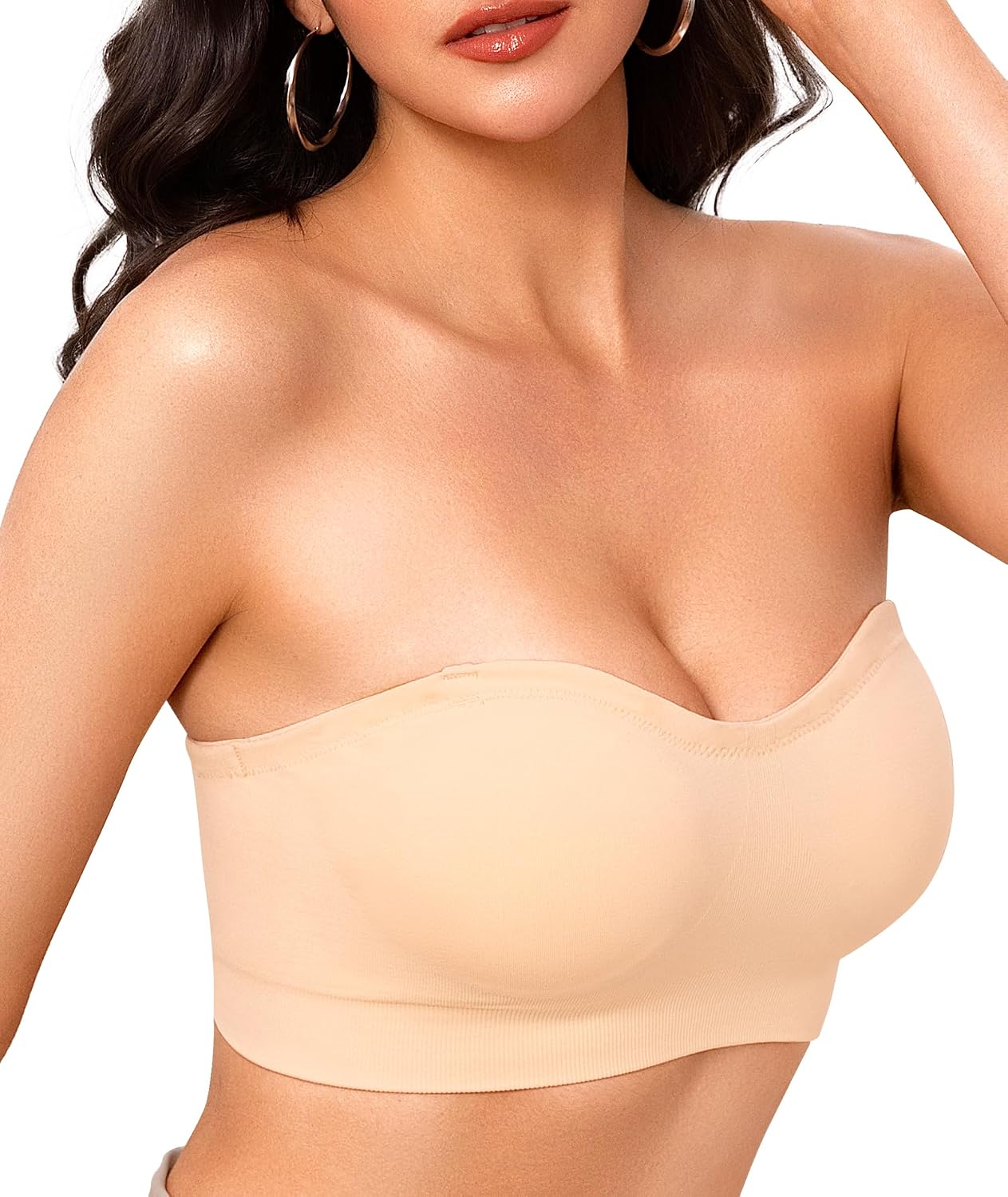 Finduself Strapless Push Up Bandeau Bra for Women