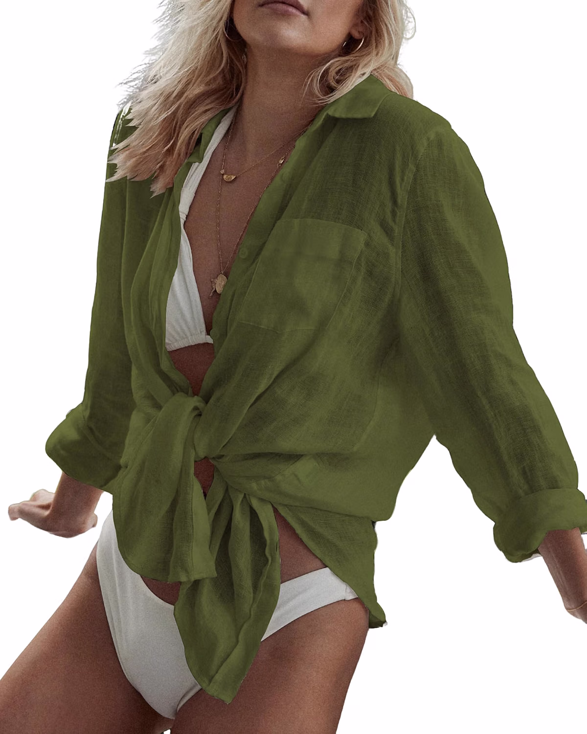 Bsubseach Women's Long Sleeve Button Down Beach Cover Up — image 10
