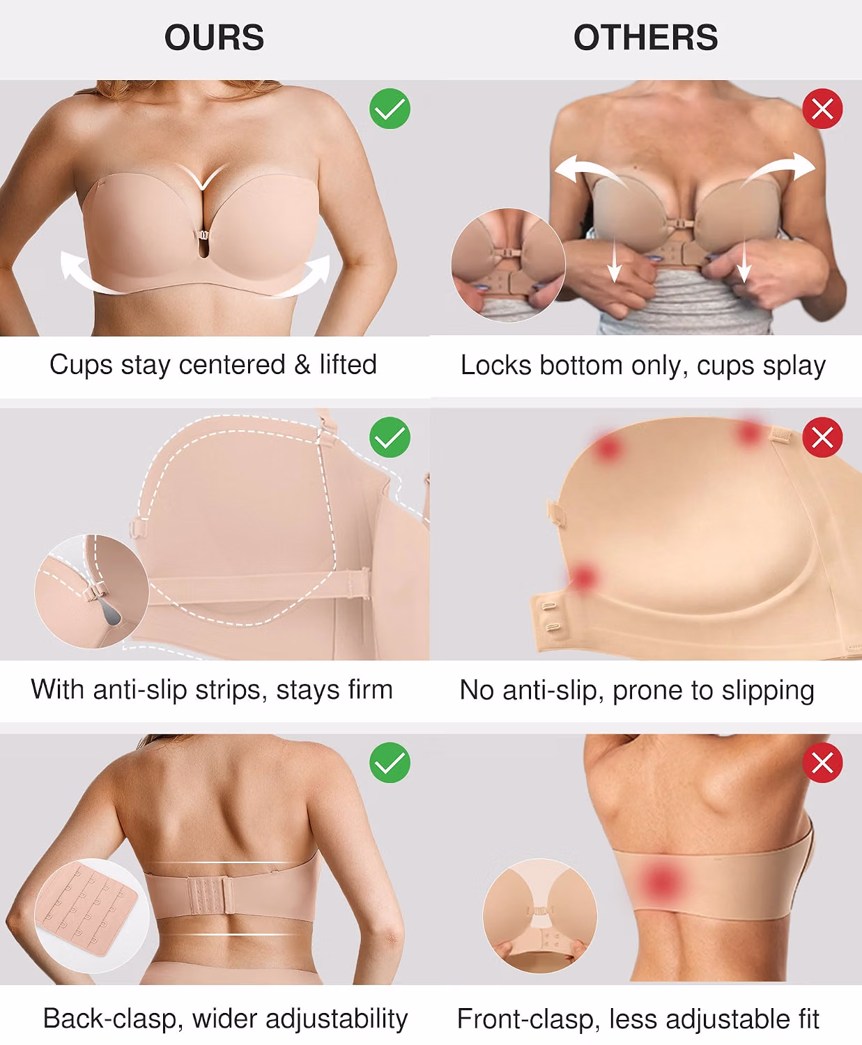 Popilush Non Slip Wireless Strapless Bra — image 2
