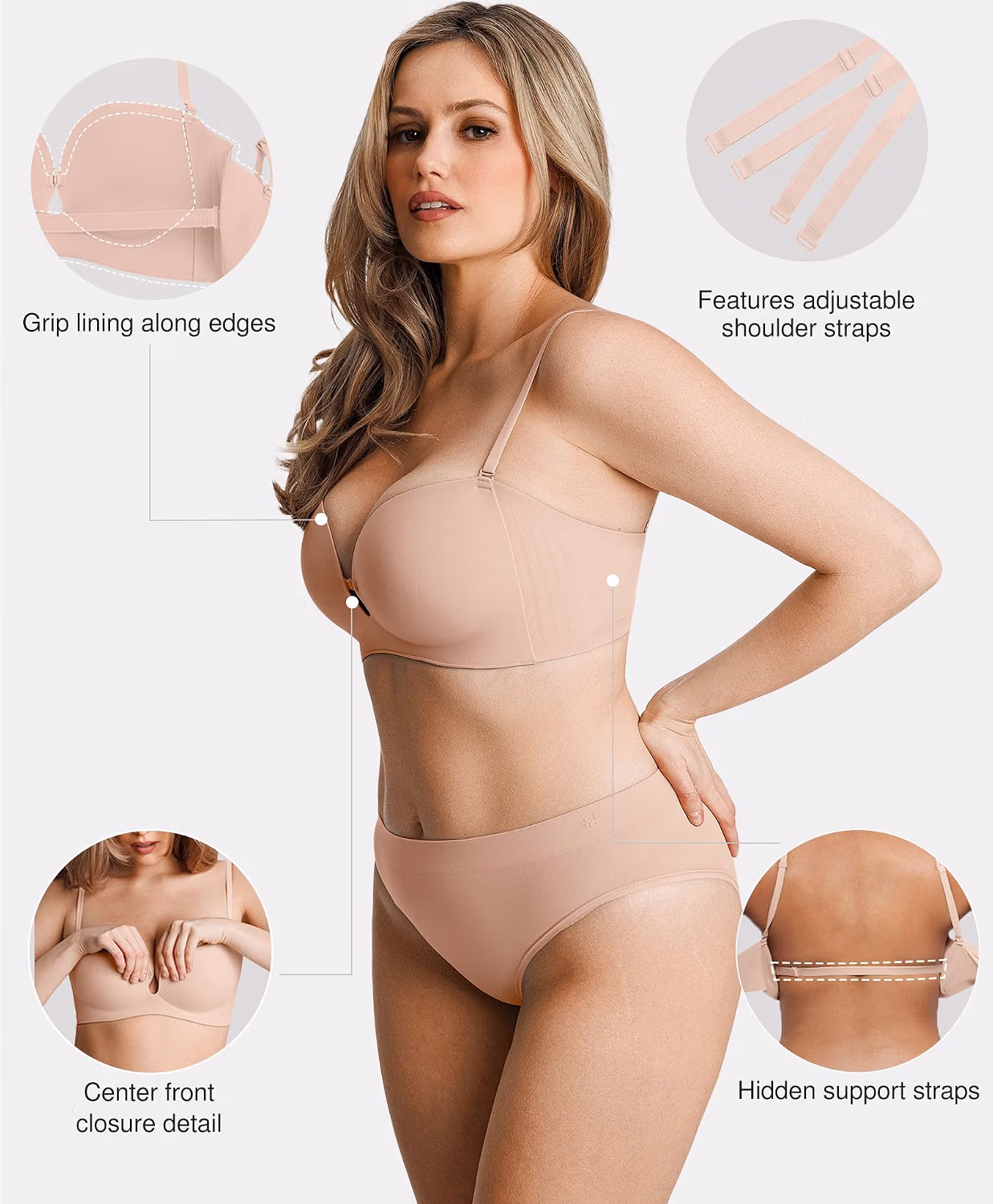 Popilush Non Slip Wireless Strapless Bra — image 4
