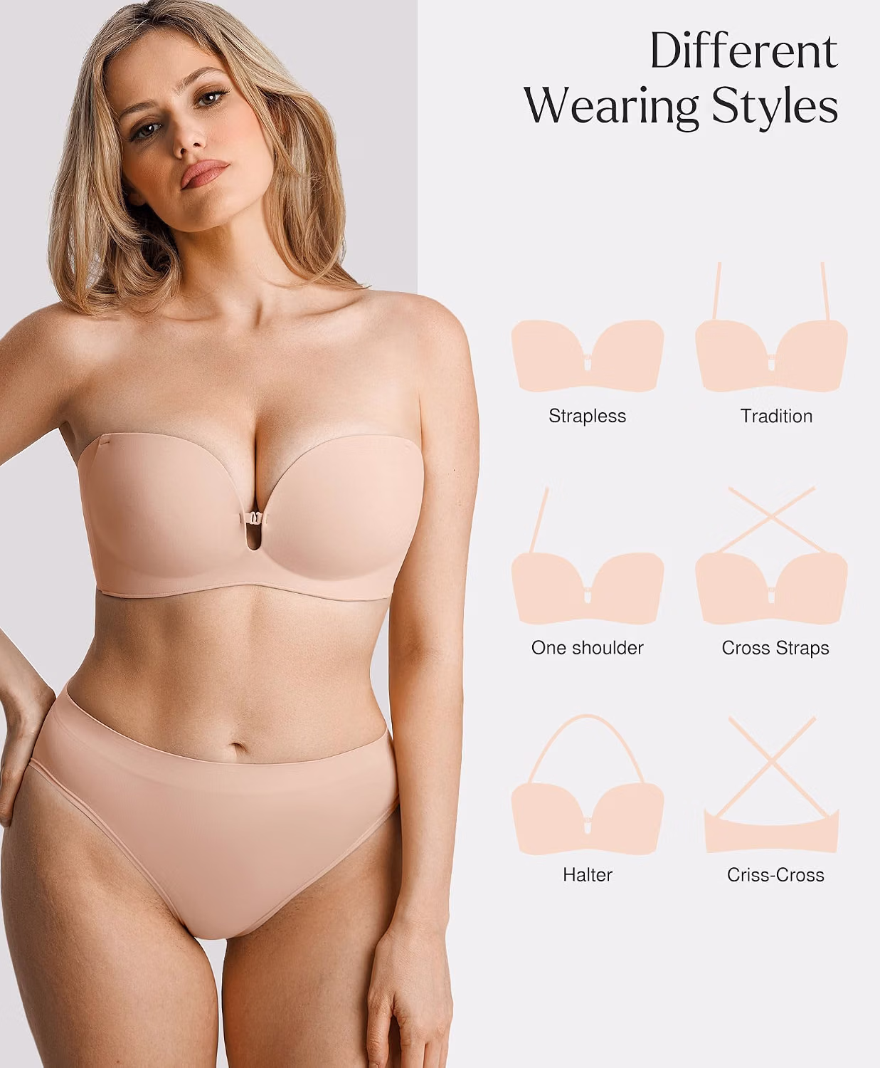 Popilush Non Slip Wireless Strapless Bra — image 5