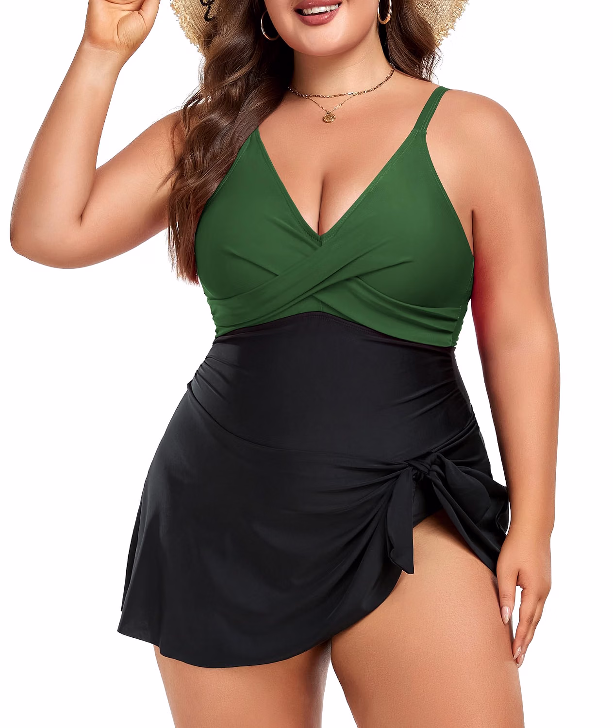 MFAVIP Plus Size Tummy Control Swim Dress