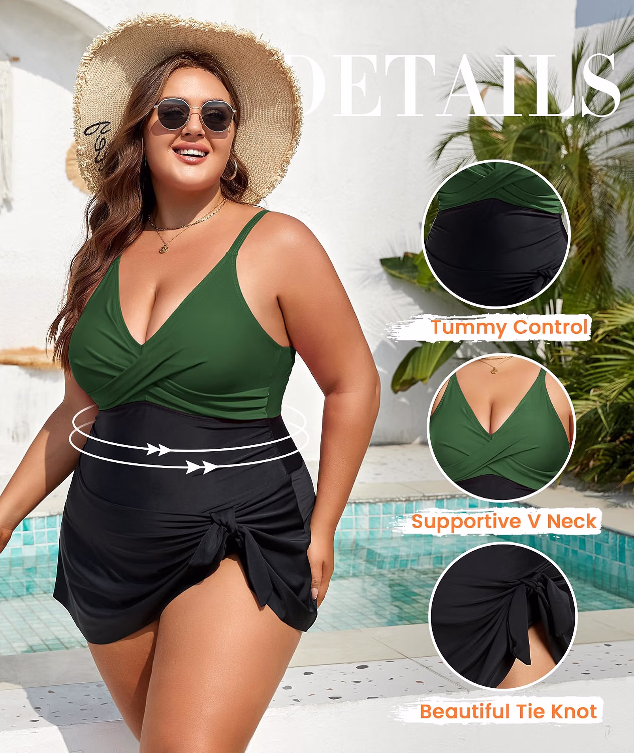 MFAVIP Plus Size Tummy Control Swim Dress — image 2