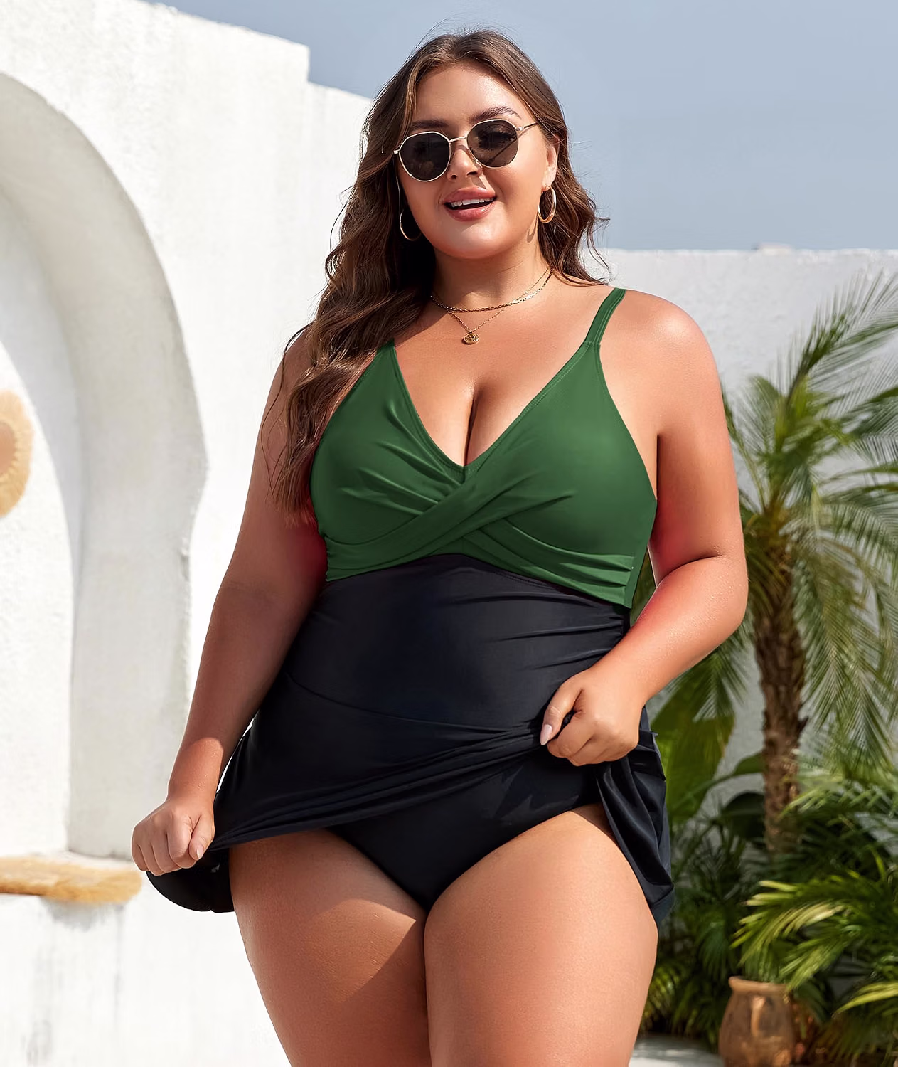 MFAVIP Plus Size Tummy Control Swim Dress — image 4