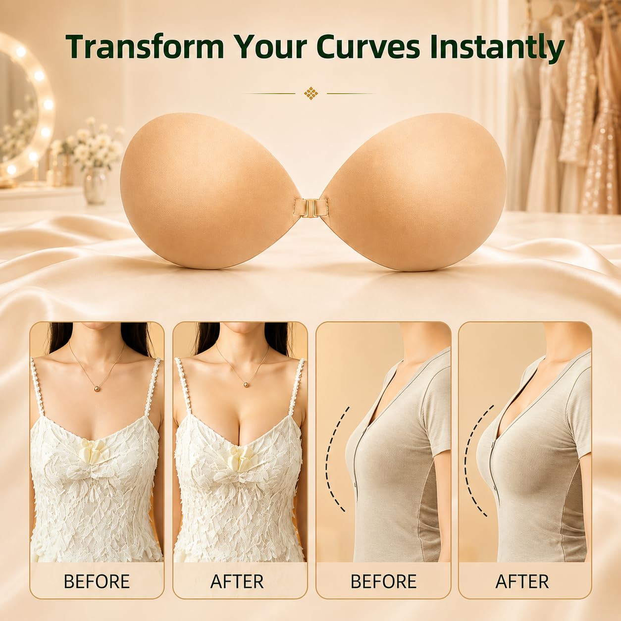 NZGSIY B Cup Nude Sticky Bra Push Up — image 4