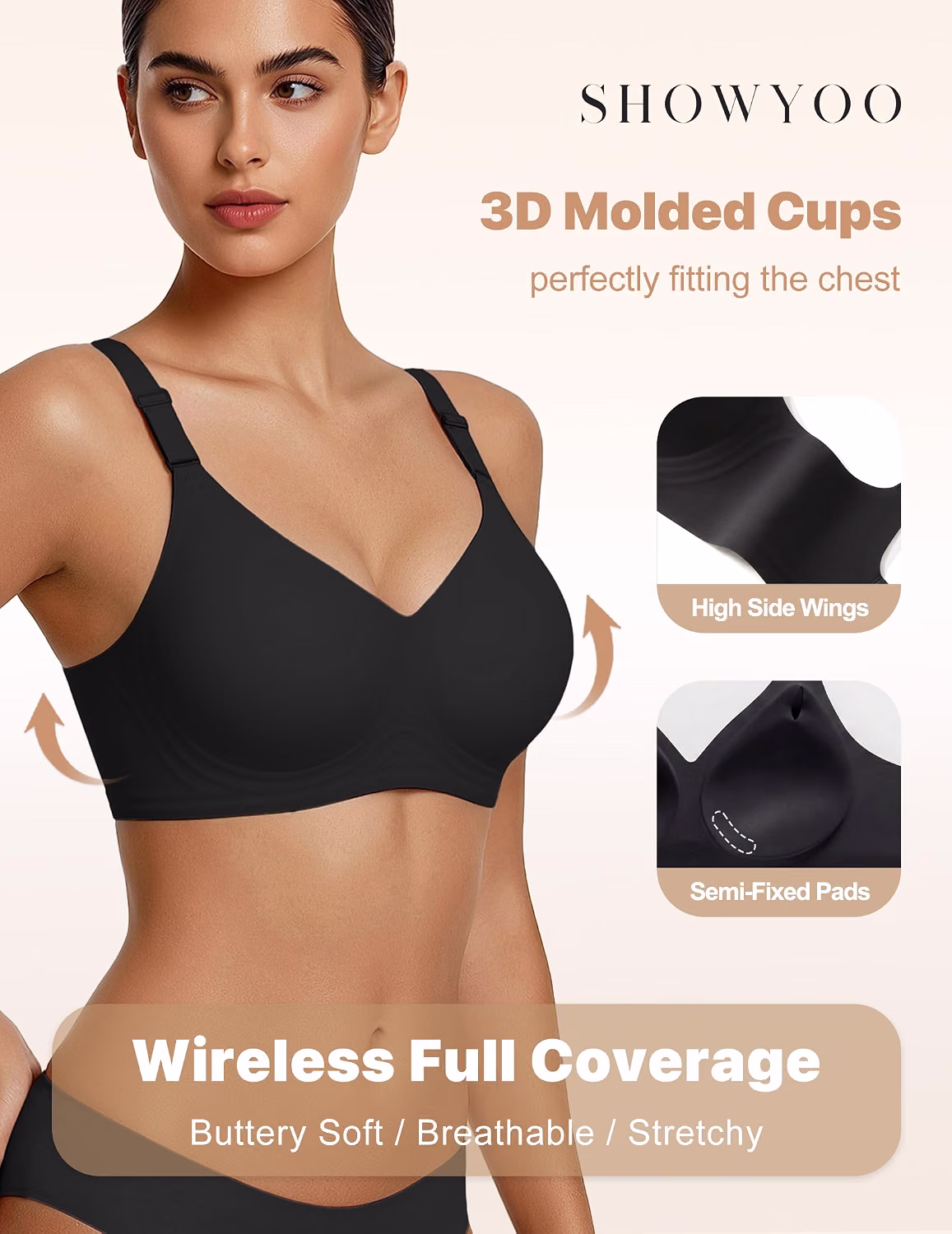Showyoo Wireless V-Neck Seamless Bralette — image 3
