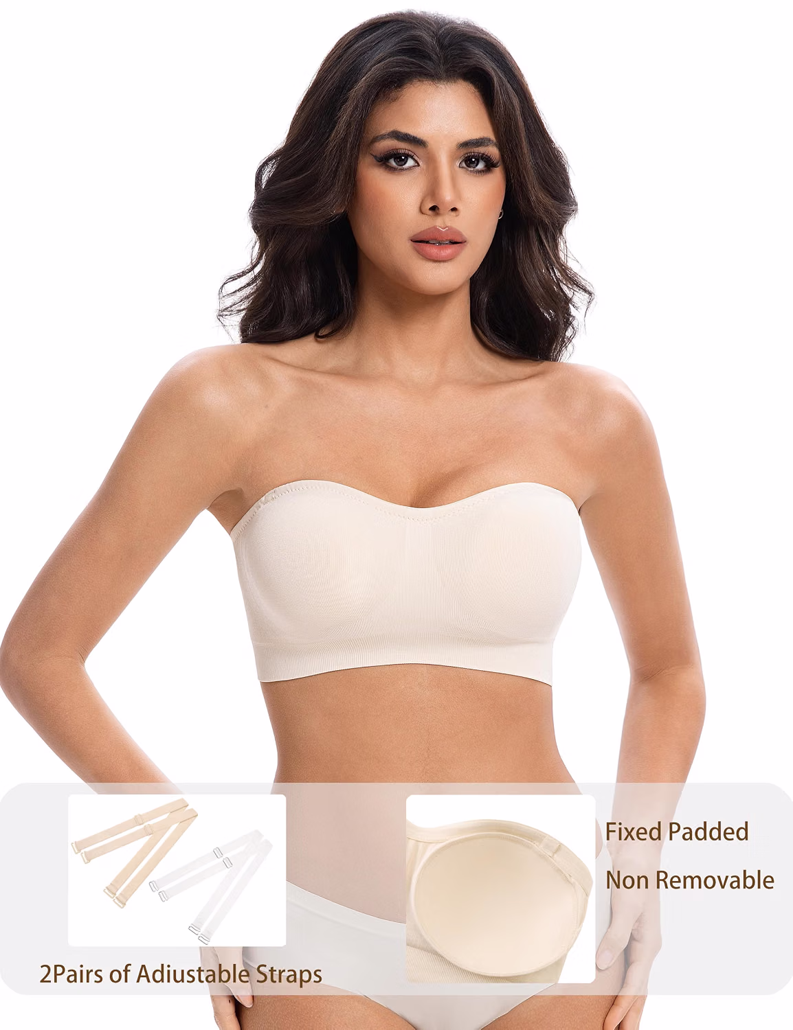Lusait Non-Slip Soft Padded Wireless Bandeau Bra — image 3