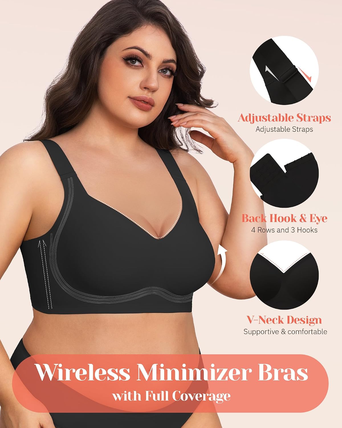 Gailife Seamless Full Coverage Wireless Minimizer Bra — image 3
