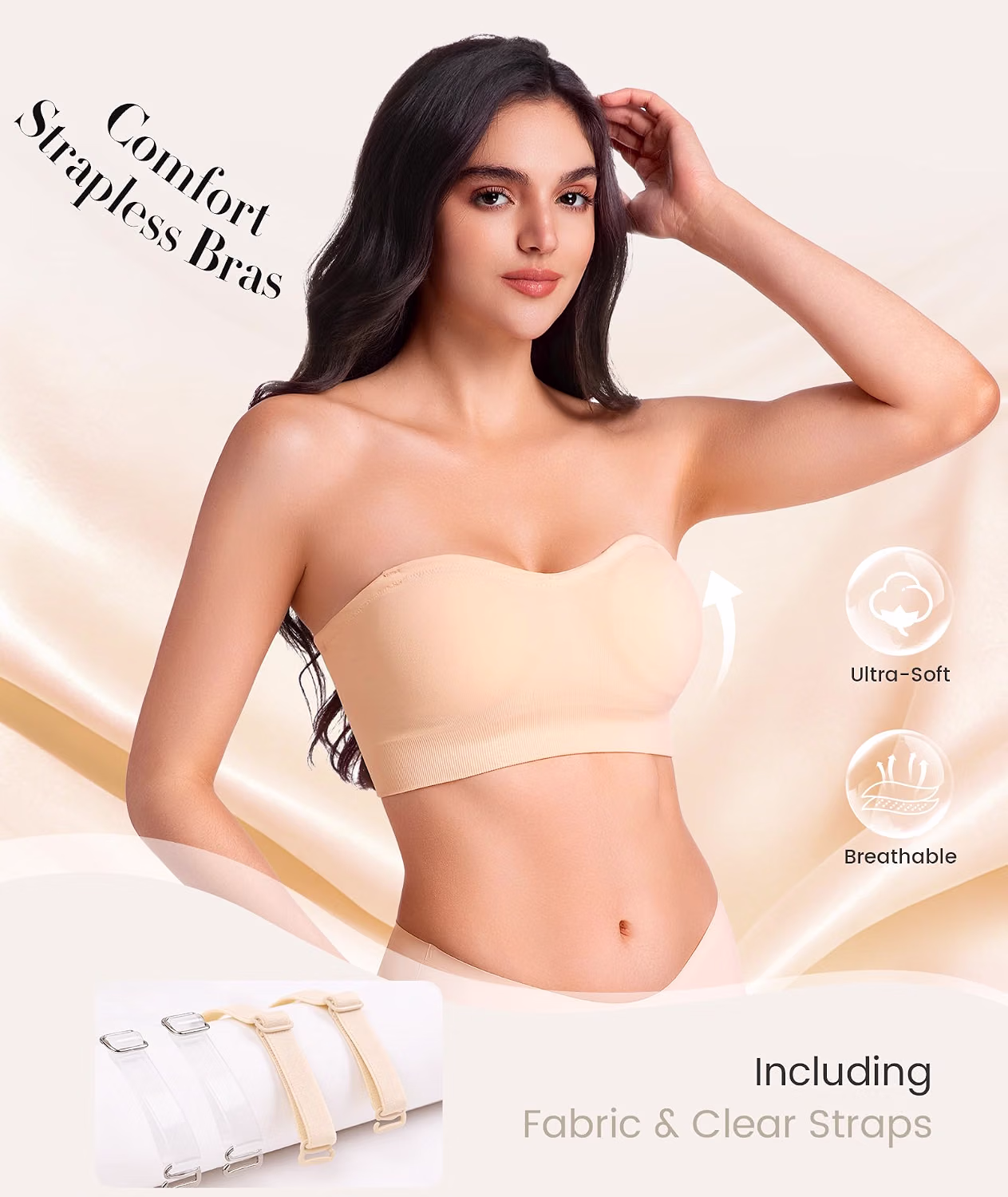Finduself Women's Wireless Push Up Bandeau Bra — image 2