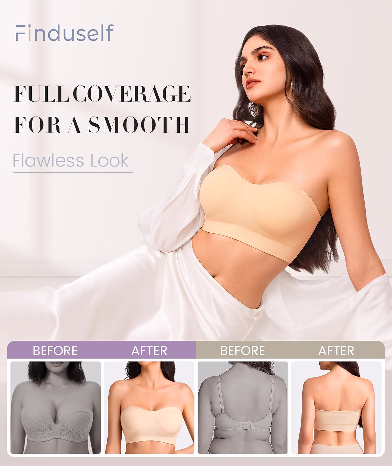 Finduself Women's Wireless Push Up Bandeau Bra — image 5