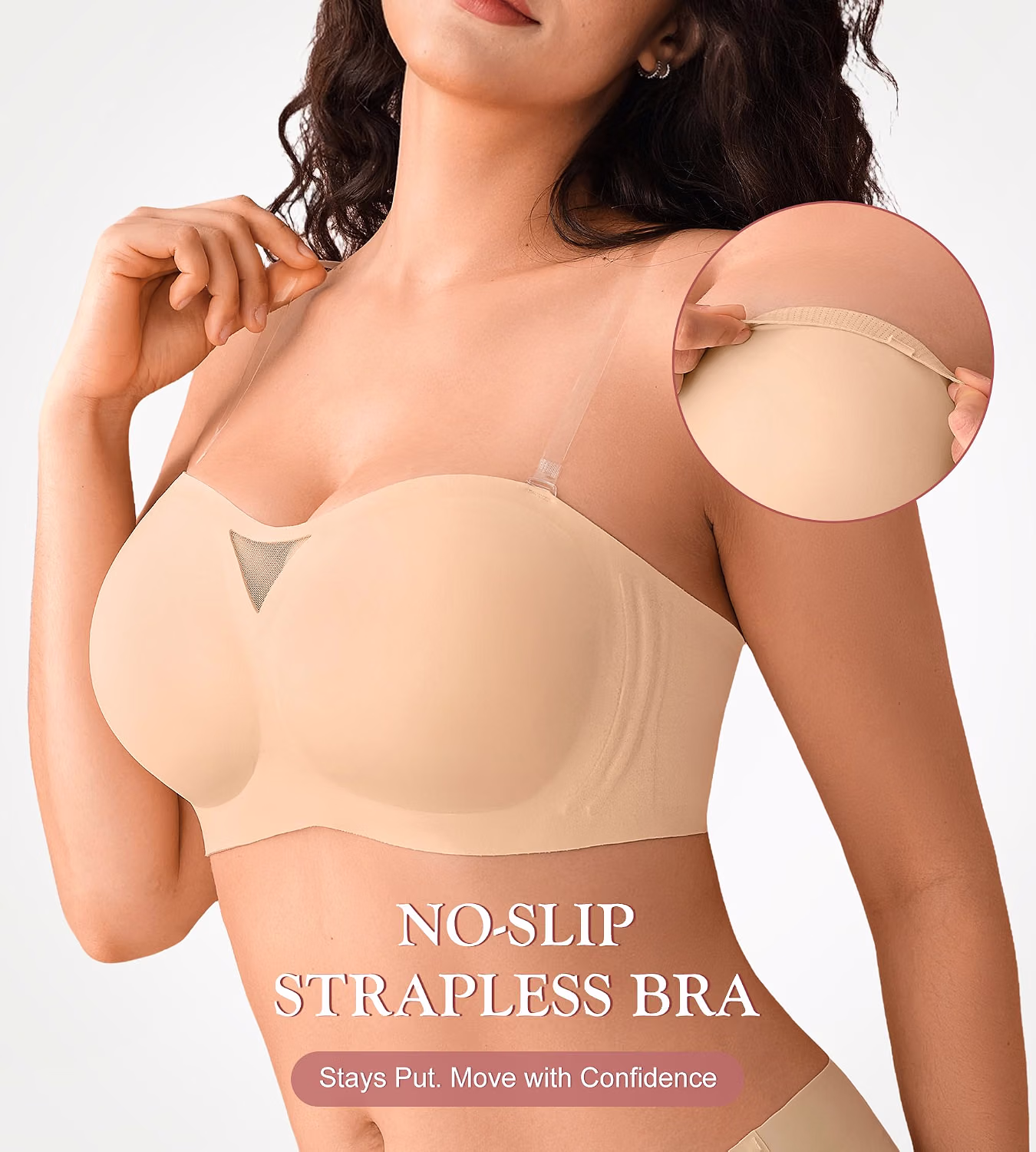 DEANGELMON Wireless Padded Non-Slip Bandeau Bra — image 2