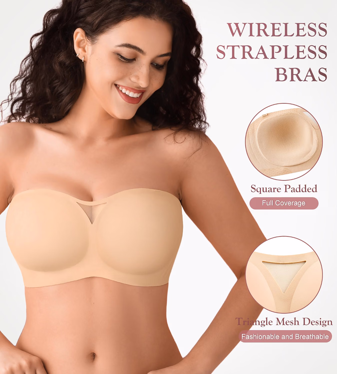 DEANGELMON Wireless Padded Non-Slip Bandeau Bra — image 4