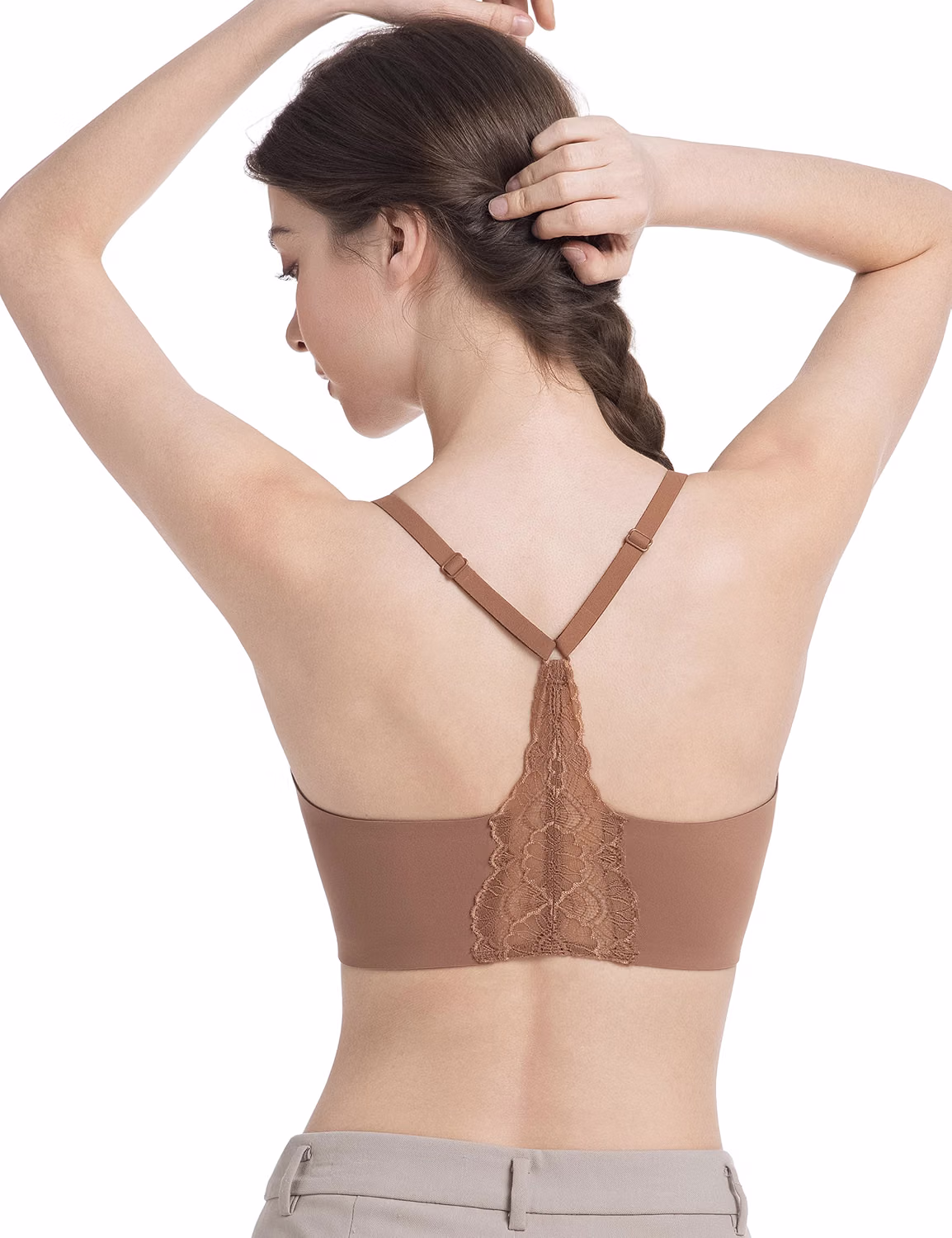 Lusait Wireless Jelly Bra Seamless Lace Racerback — image 11
