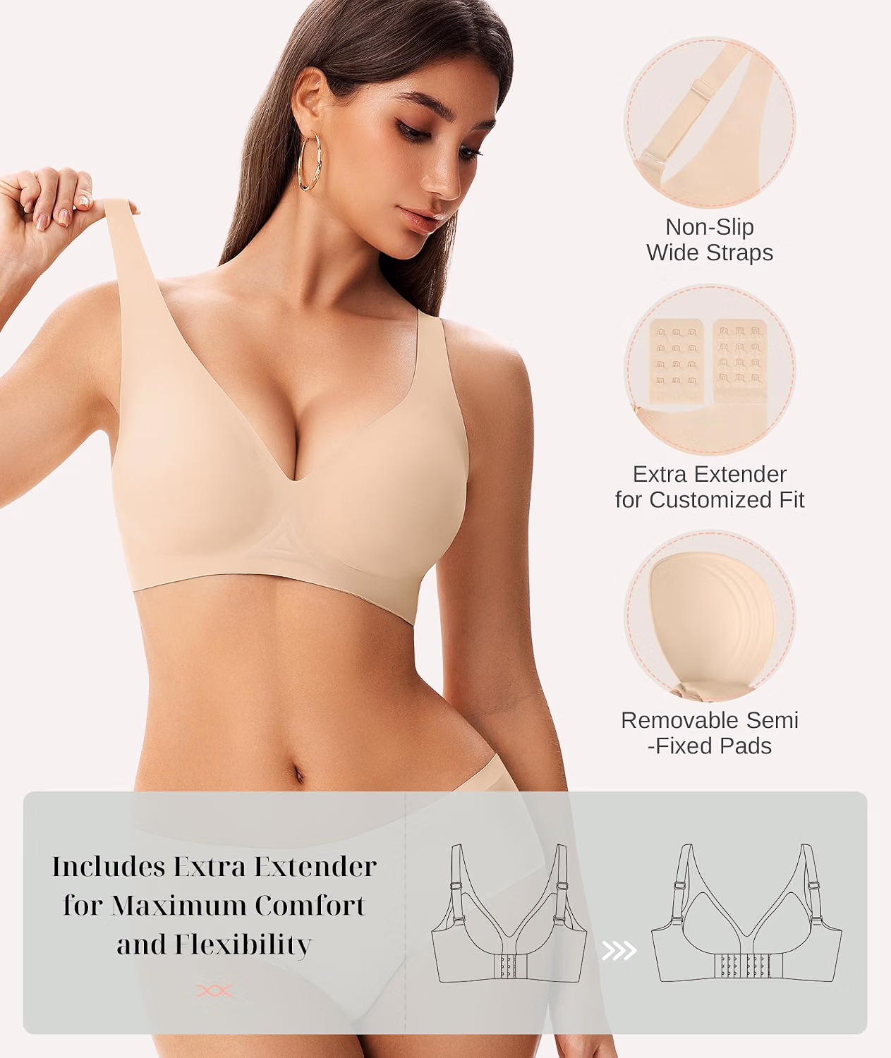 ROIIRO Jelly Wireless Deep V Bra — image 4