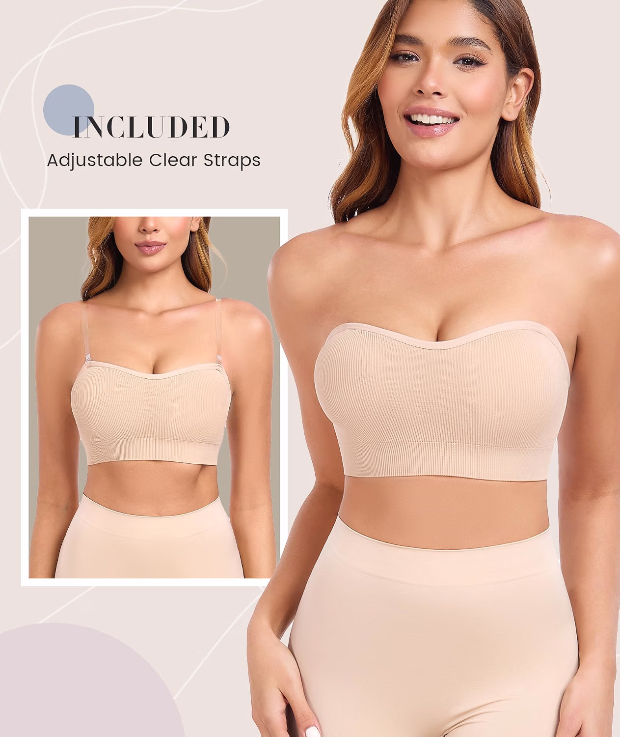 Finduself Strapless Wireless Padded Bandeau Bra — image 2