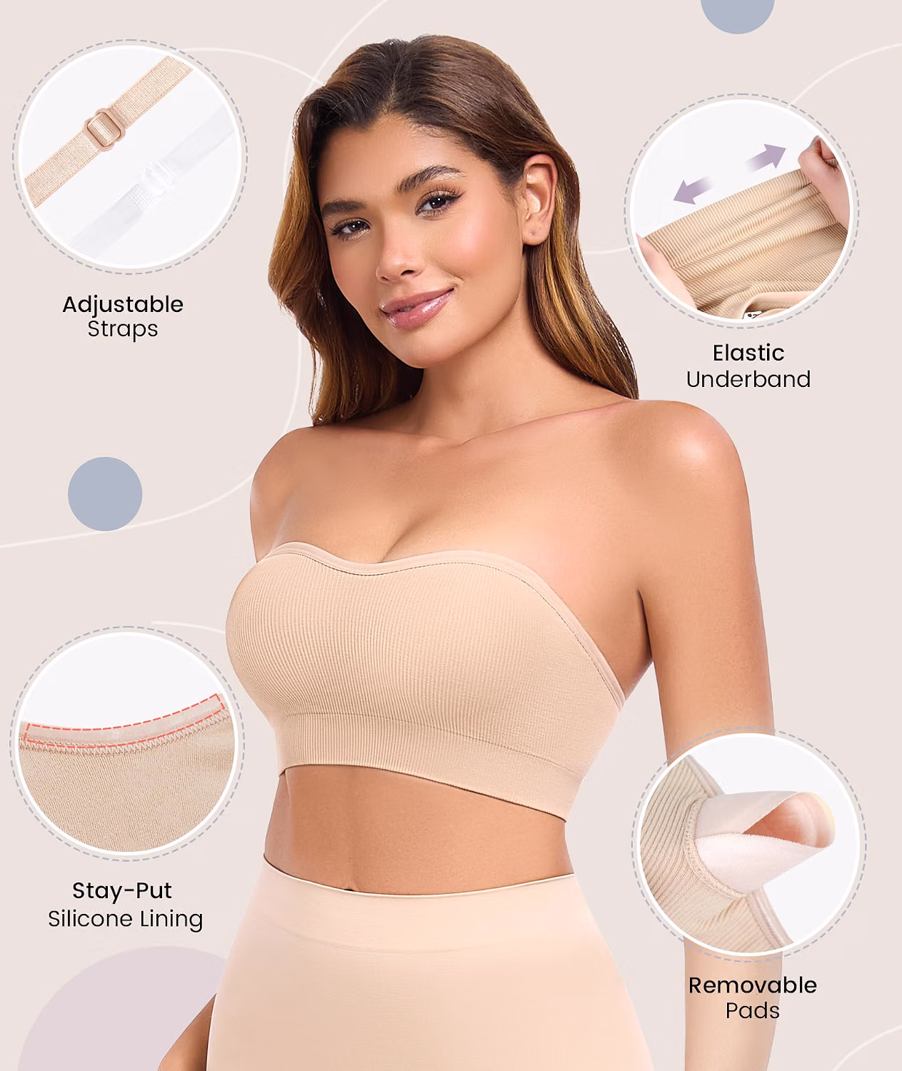 Finduself Strapless Wireless Padded Bandeau Bra — image 4