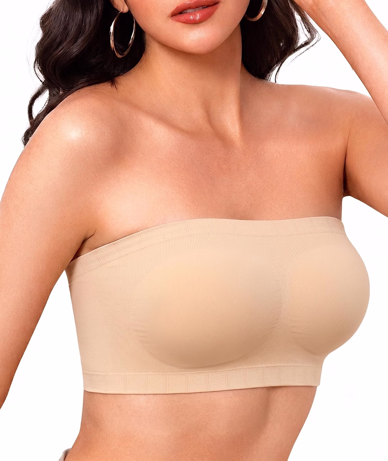 Women's Wireless Strapless Bandeau Bra with Fixed Pads