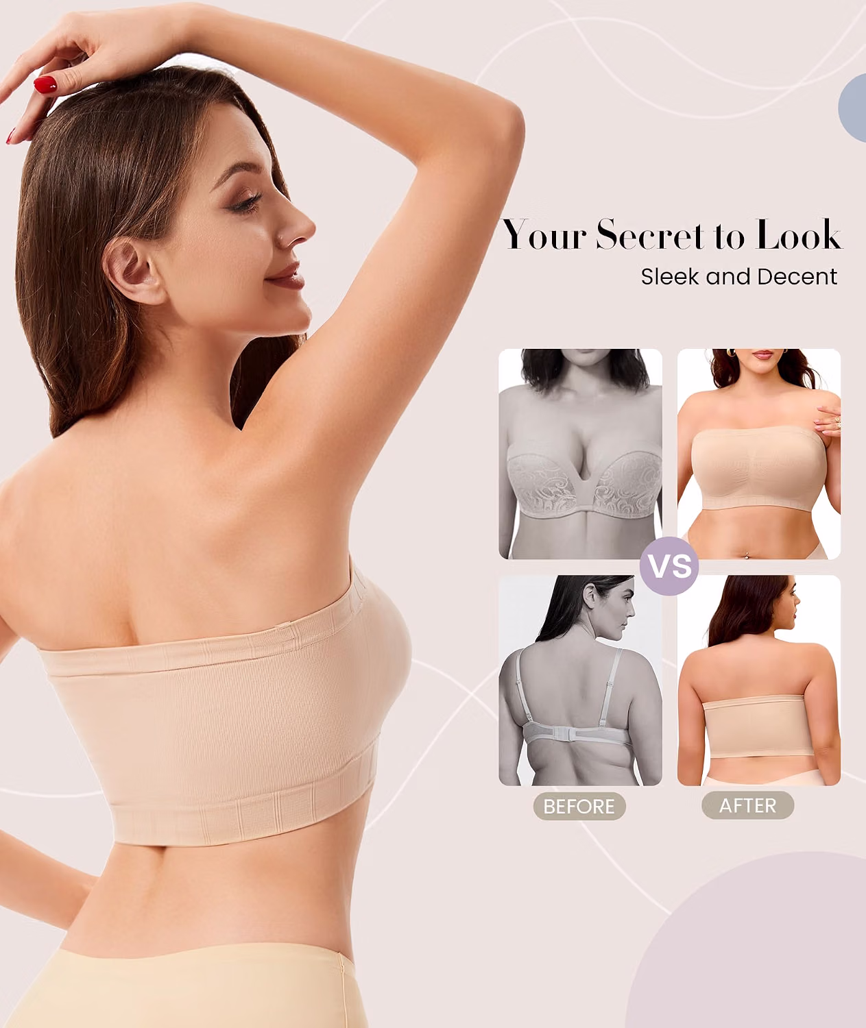 Women's Wireless Strapless Bandeau Bra with Fixed Pads — image 5