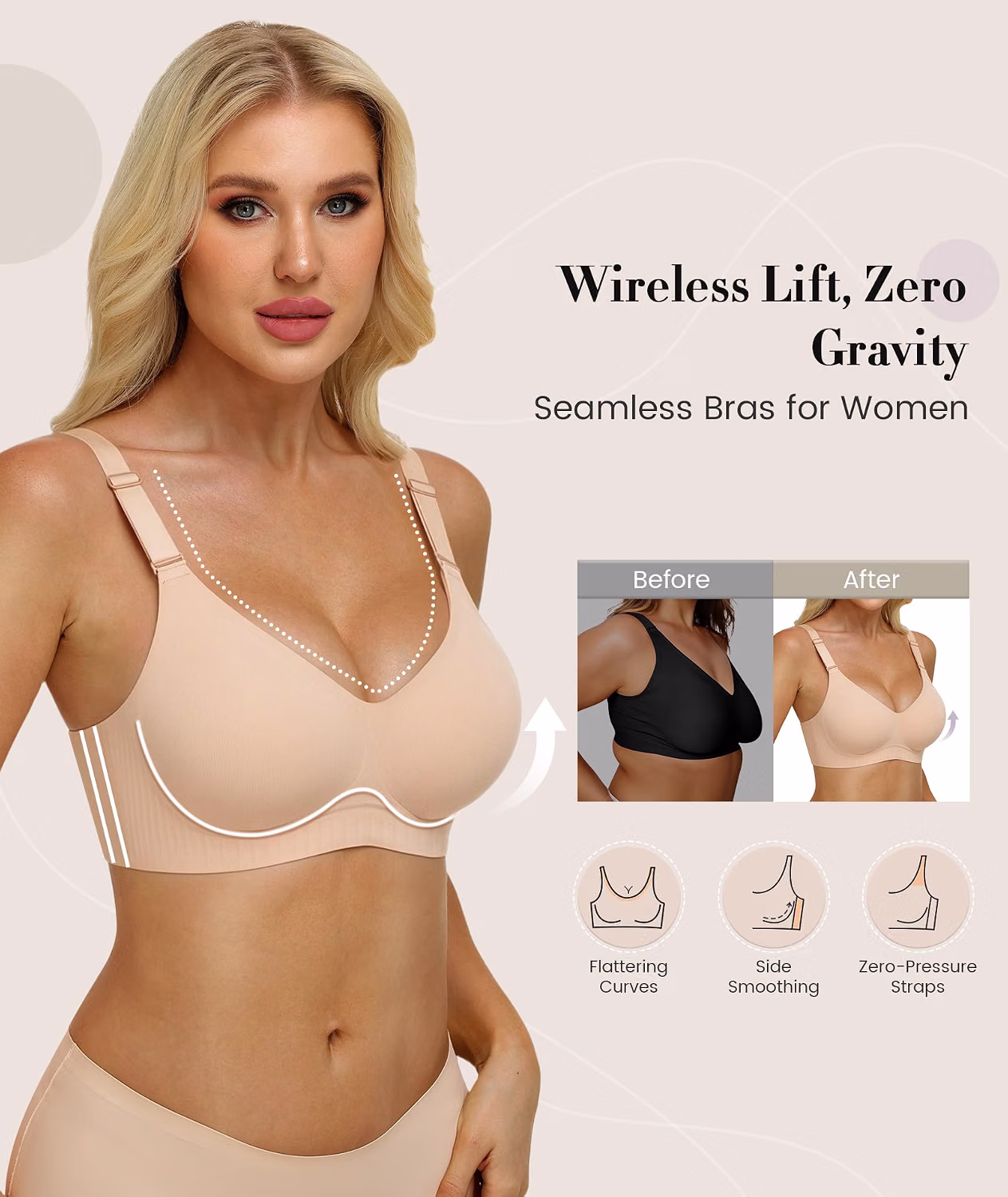 Finduself Jelly Deep V Wireless Seamless Bra — image 2