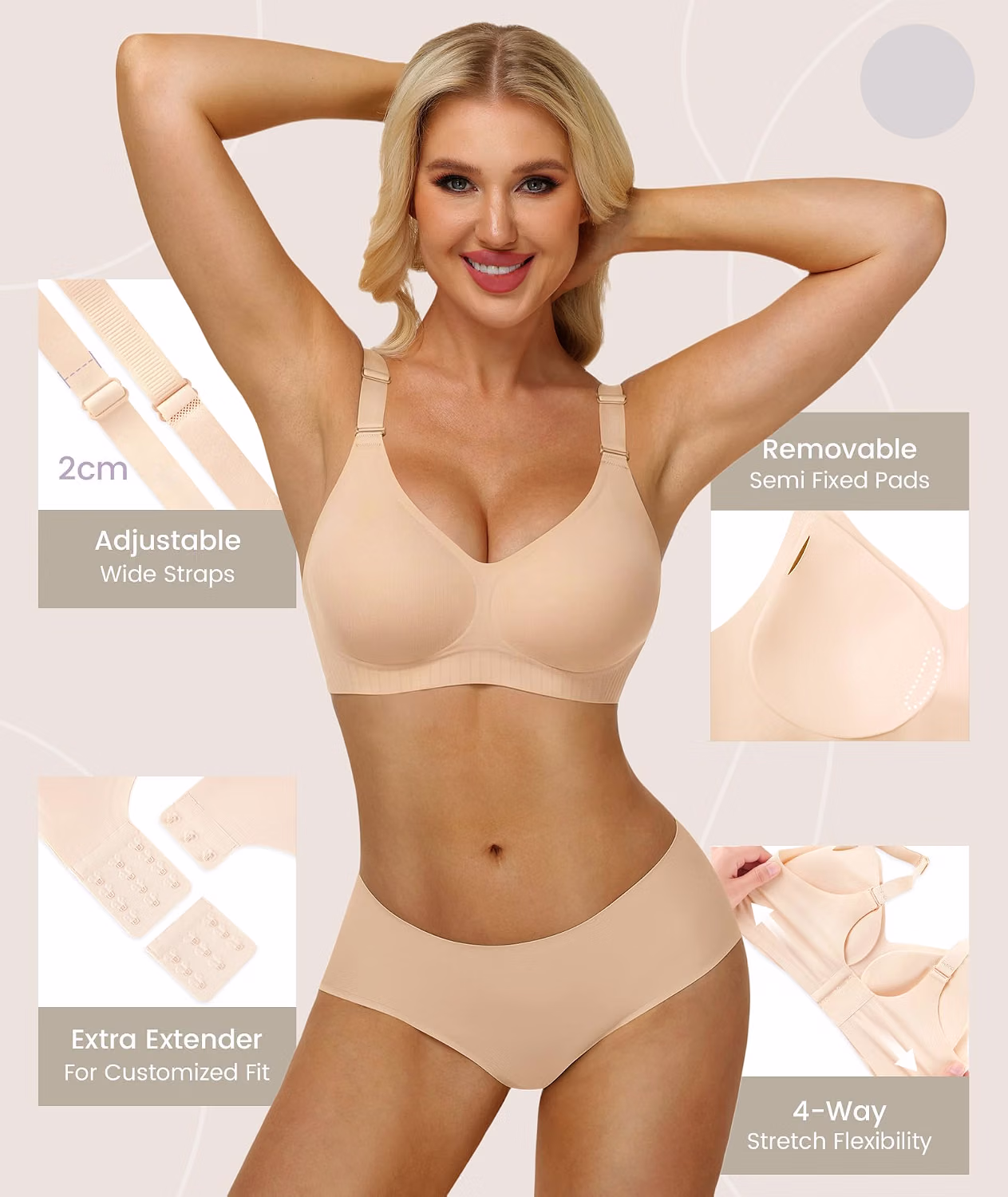 Finduself Jelly Deep V Wireless Seamless Bra — image 4