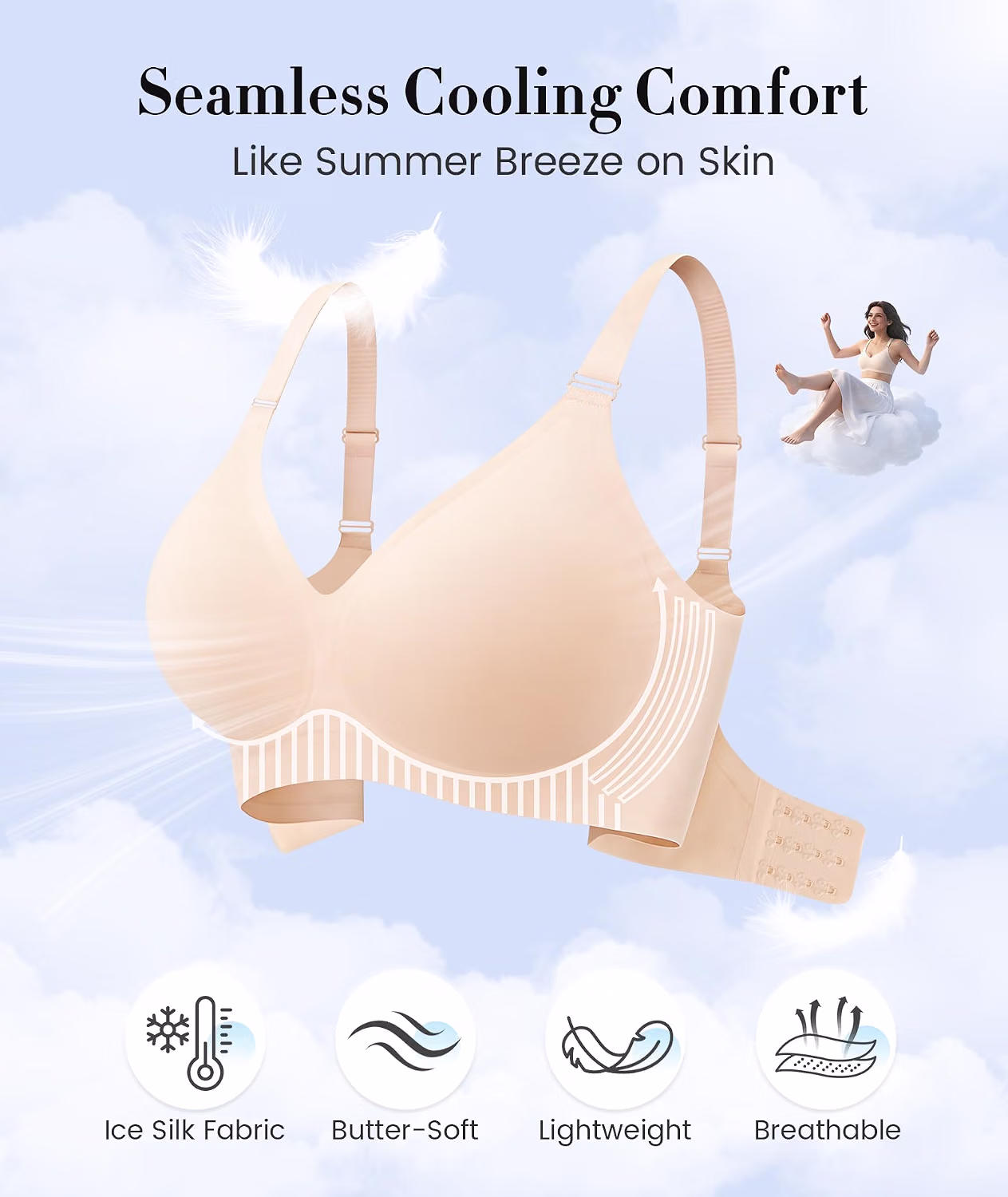 Finduself Jelly Deep V Wireless Seamless Bra — image 5