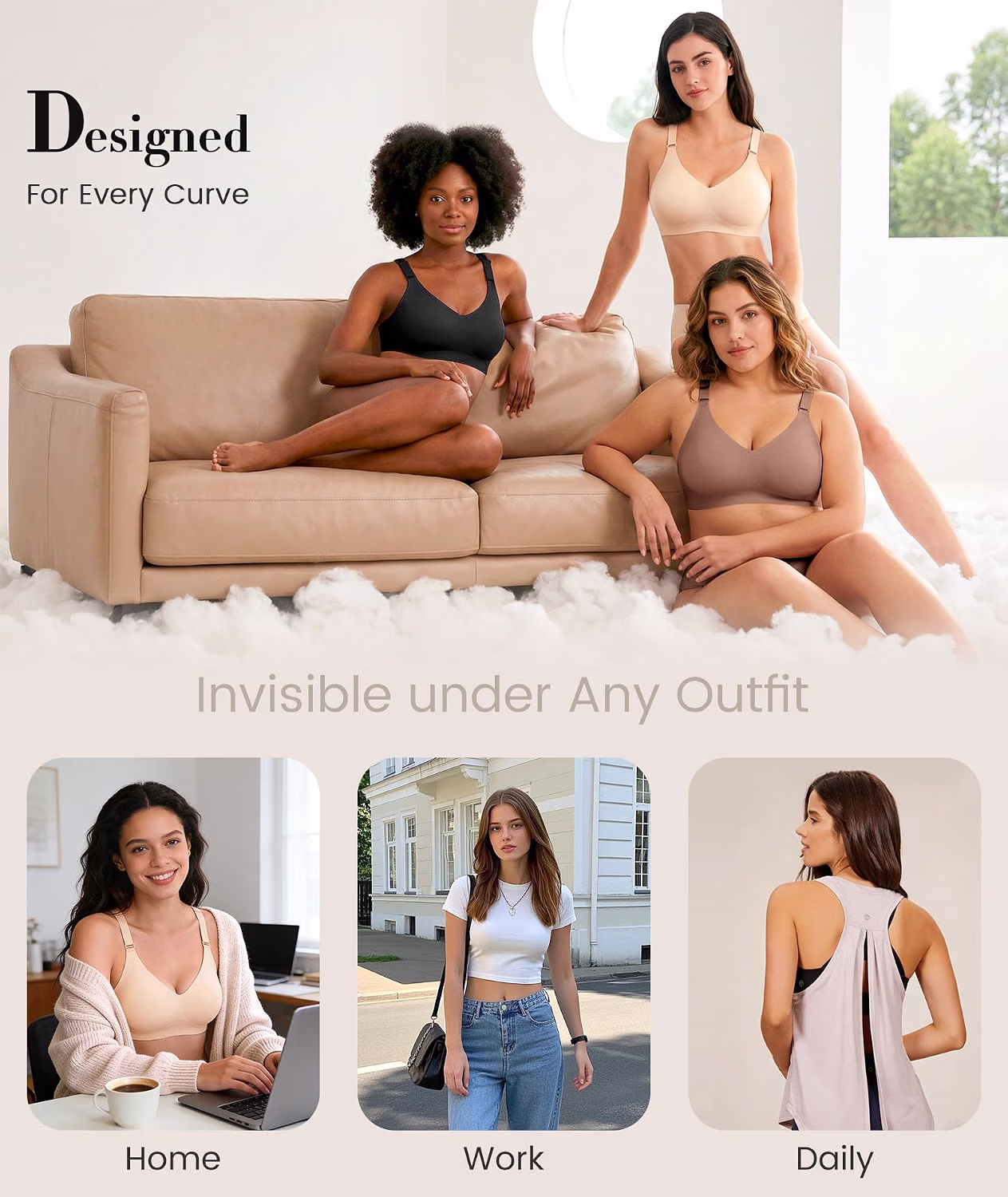 Finduself Jelly Deep V Wireless Seamless Bra — image 6