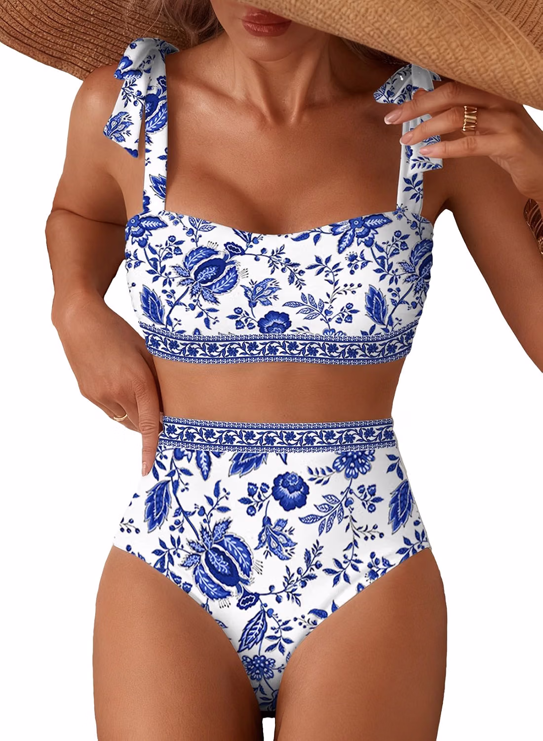 Herseas Tie Shoulder High Waisted Bikini Set — image 9
