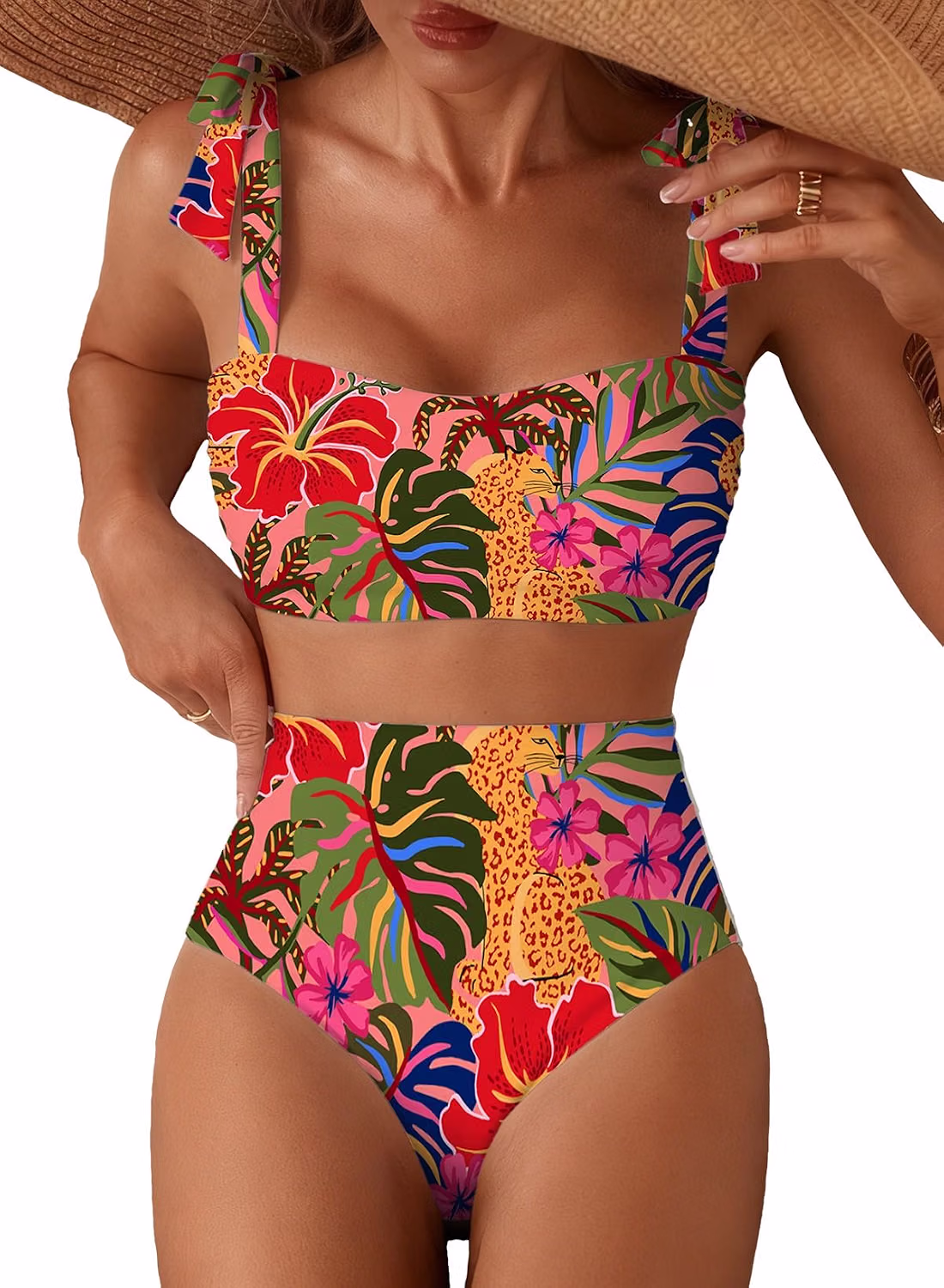 Herseas Tie Shoulder High Waisted Bikini Set — image 10