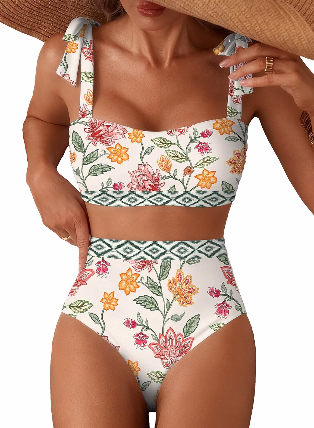 Herseas Tie Shoulder High Waisted Bikini Set — image 11