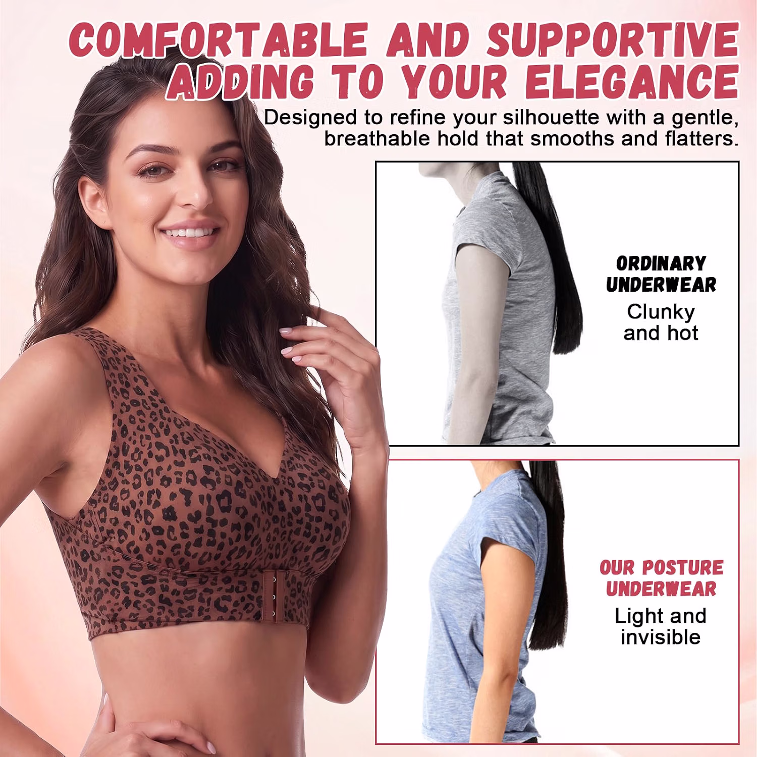 TOSHOW Women's Front Closure Posture Corrector Bra — image 2