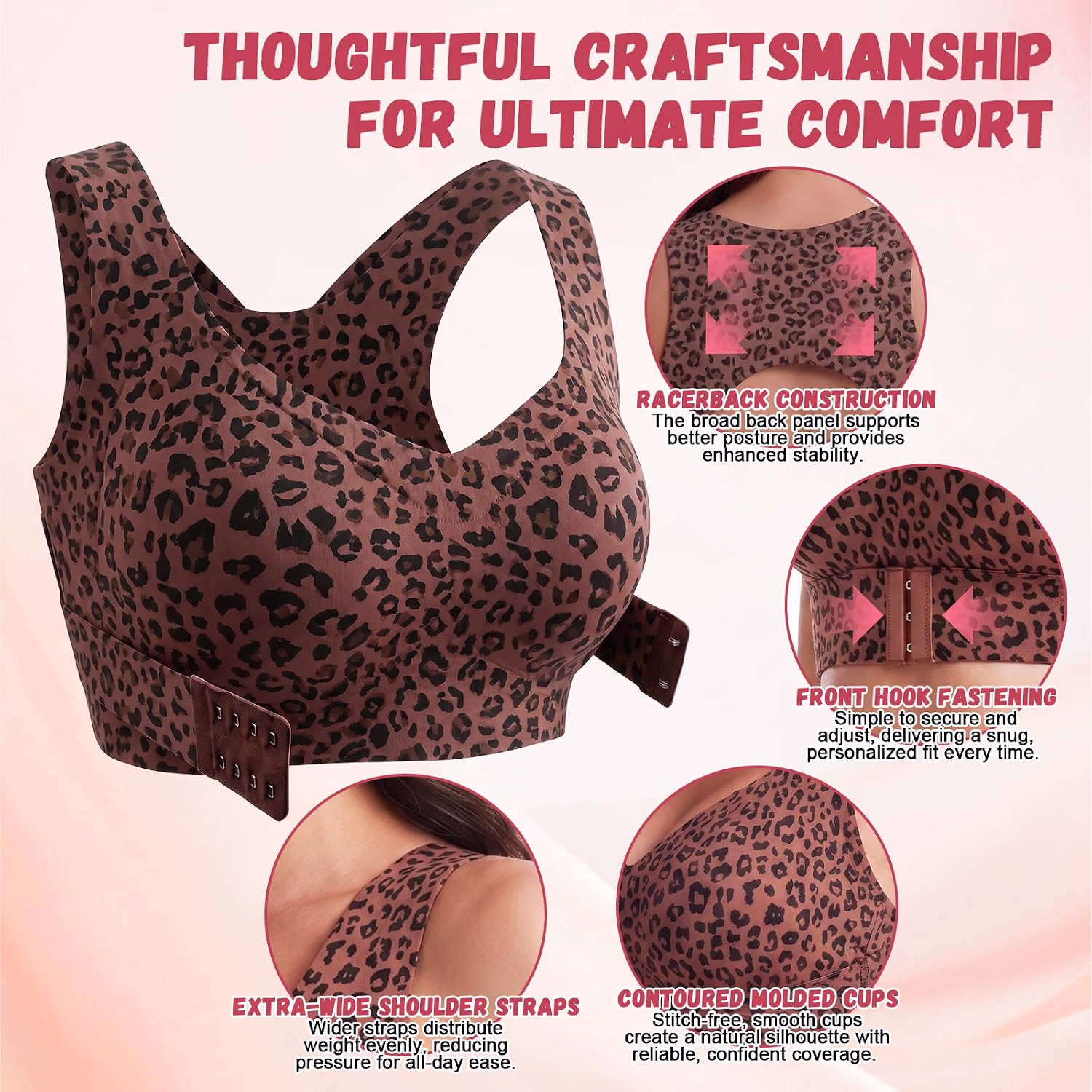 TOSHOW Women's Front Closure Posture Corrector Bra — image 3