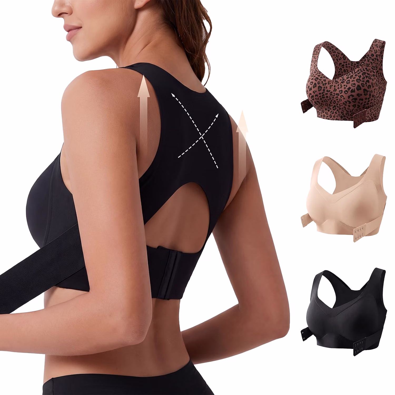 TOSHOW Women's Front Closure Posture Corrector Bra — image 11