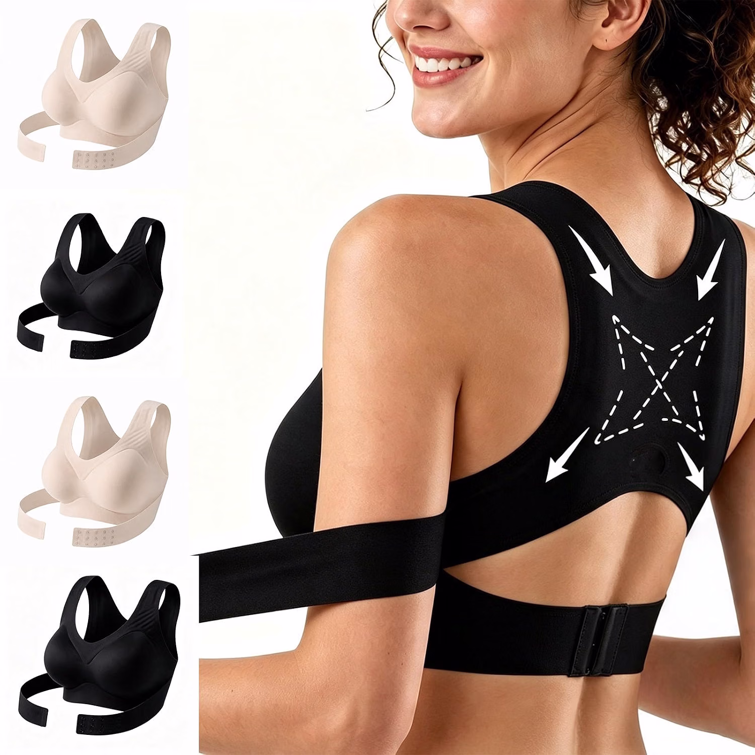 yaoeye Posture Support Front Closure Crossback Bra